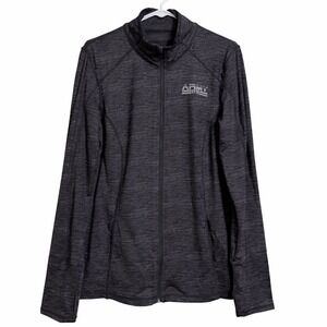 Army Performance Womens XL‎ Full Zip Track Jacket Space Dye Gray Thumbholes Mesh